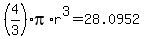 %284%2F3%29%2Api%2Ar%5E3+=+28.0952