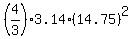%284%2F3%293.14%2814.75%29%5E2