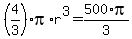 %284%2F3%29pi%2Ar%5E3+=+500%2Api%2F3