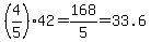 %284%2F5%29%2A42=168%2F5=33.6