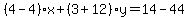 %284-4%29%2Ax%2B%283%2B12%29y=14-44