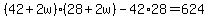 %2842%2B2w%29%2A%2828%2B2w%29-42%2A28=624