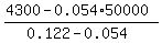 %284300-0.054%2A50000%29%2F%280.122-0.054%29