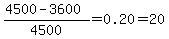 %284500-3600%29%2F4500=0.20=+20