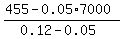 %28455+-+0.05%2A7000%29%2F%280.12-0.05%29
