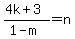 %284k%2B3%29%2F%281-m%29=n