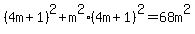 %284m%2B1%29%5E2%2Bm%5E2%284m%2B1%29%5E2=68m%5E2