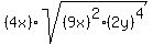 %284x%29sqrt%28%289x%29%5E2%282y%29%5E4%29