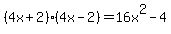 %284x%2B2%29%284x-2%29=16x%5E2-4