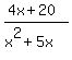 %284x%2B20%29%2F%28x%5E2%2B5x%29+