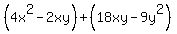 %284x%5E2-2xy%29%2B%2818xy-9y%5E2%29