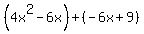 %284x%5E2-6x%29%2B%28-6x%2B9%29