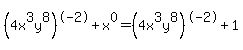%284x%5E3y%5E8%29%5E-2%2Bx%5E0+=+%284x%5E3y%5E8%29%5E-2+%2B+1