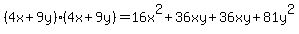 %284x+%2B+9y%29%284x+%2B+9y%29+=+16x%5E2+%2B+36xy+%2B+36xy+%2B+81y%5E2