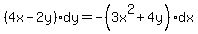 %284x-2y%29dy=-%283x%5E2%2B4y%29dx