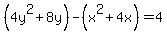 %284y%5E2+%2B+8y%29+-+%28x%5E2+%2B+4x%29+=+4