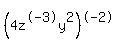 %284z%5E-3y%5E2%29%5E-2