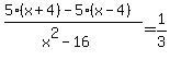 %285%28x%2B4%29-5%28x-4%29%29%2F%28x%5E2-16%29=+1%2F3
