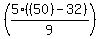 %285%2A%28%28%2B50%29-32%29%2F9%29