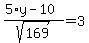 %285%2Ay+-+10%29%2Fsqrt%28169%29++=+3+