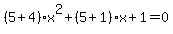 %285%2B4%29x%5E2%2B%285%2B1%29x%2B1=0