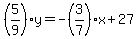 %285%2F9%29y=-%283%2F7%29%2Ax%2B27