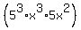 %285%5E3%2Ax%5E3%2A5x%5E2%29