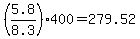%285.8+%2F+8.3%29%2A400+=+279.52