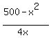 %28500+-+x%5E2%29%2F%284x%29