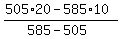 %28505%2A20+-+585%2A10%29%2F%28585+-+505%29