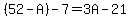 %2852-A%29-7=3A-21