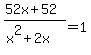 %2852x%2B52%29%2F%28x%5E2%2B2x%29+=+1