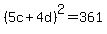 %285c%2B4d%29%5E2=361