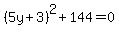 %285y%2B3%29%5E2%2B144=0