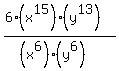 %286%28x%5E15%29%28y%5E13%29%29%2F%28%28x%5E6%29%28y%5E6%29%29