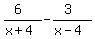 %286%29%2F%28x%2B4%29+-+%283%29%2F%28x-4%29