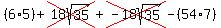%286%2A5%29%2Bcross%2818sqrt%2835%29%29%2Bcross%28-18sqrt%2835%29%29-%2854%2A7%29%29