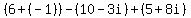 %286%2B%28-1%29%29-%2810-3i%29%2B%285%2B8i%29