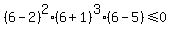 %286-2%29%5E2%2A%286%2B1%29%5E3%2A%286-5%29%3C=0