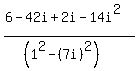 %286-42i%2B2i-14i%5E2%29%2F%28%281%5E2-%287i%29%5E2%29%29