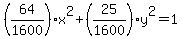 %2864%2F1600%29x%5E2%2B%2825%2F1600%29y%5E2=1
