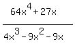%2864x%5E4%2B27x%29%2F%284x%5E3-9x%5E2-9x%29