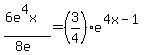 %286e%5E4x%29%2F%288e%29=%283%2F4%29e%5E%284x-1%29