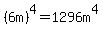 %286m%29%5E4=1296m%5E4