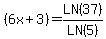 %286x%2B3%29+=+LN%2837%29%2FLN%285%29
