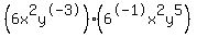 %286x%5E2y%5E-3%29%2A%286%5E-1x%5E2y%5E5%29