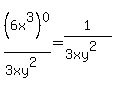 %286x%5E3%29%5E0%2F%283xy%5E2%29=1%2F%283xy%5E2%29
