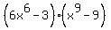 %286x%5E6-3%29%28x%5E9-9%29
