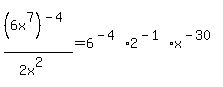 %286x%5E7%29%5E%28-4%29%2F%282x%5E2%29=6%5E%28-4%29%2A2%5E%28-1%29%2Ax%5E%28-30%29