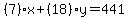 %287%29x%2B%2818%29y=441
